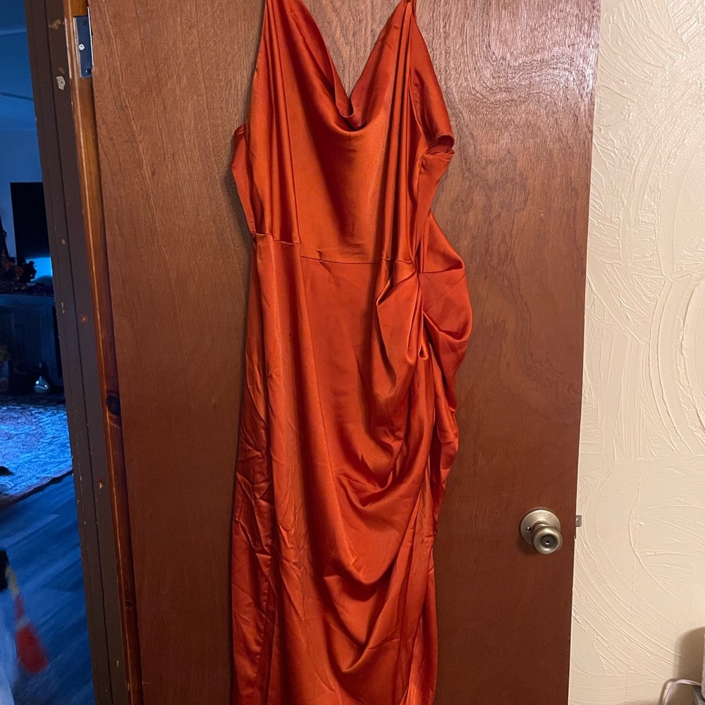 Elegant Orange Satin Dress
